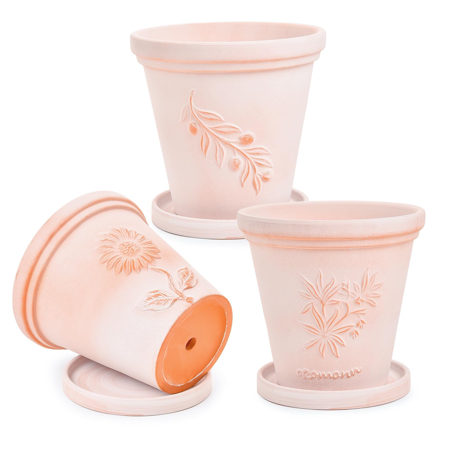 Amazon.com: Sungmor Set of 3 Terra Cotta Pots with Saucer